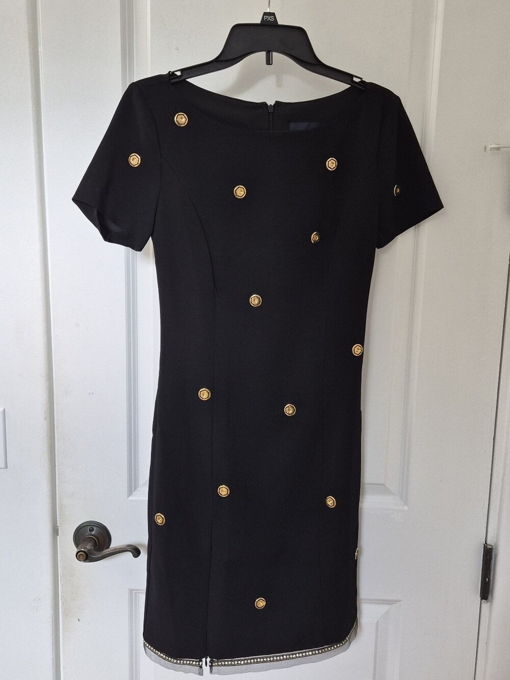 Vintage Roberto Cavalli Class Black Dress  Medallion Hardware Embellished Hem